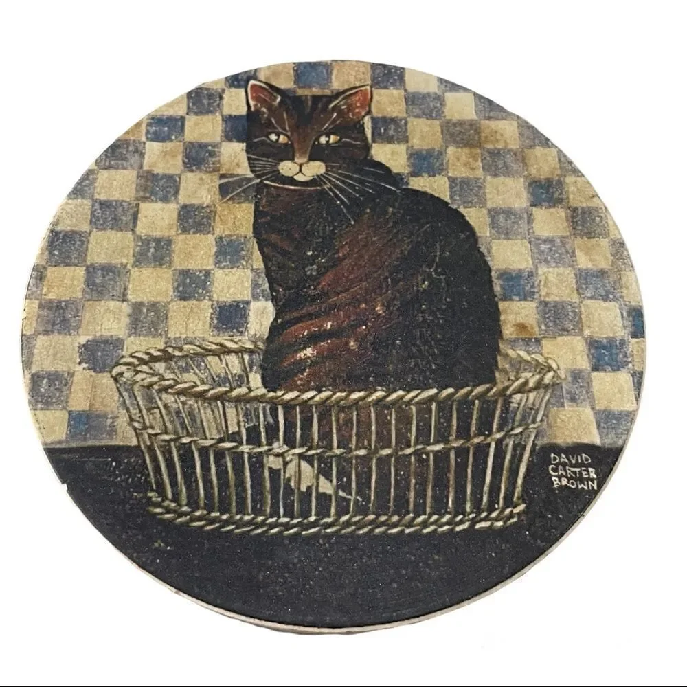 𝅺david Carter Brown Cats Set of 3 Drink Coaster
